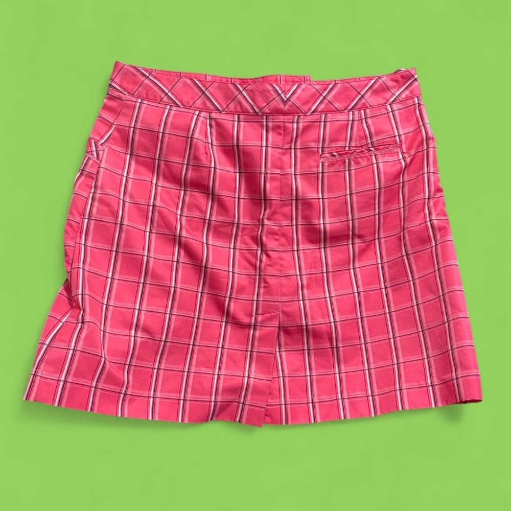 Bright Pink Izod Plaid y2k Mini Skirt with Built In Shorts, Size 8 Medium - Picture 2 of 6